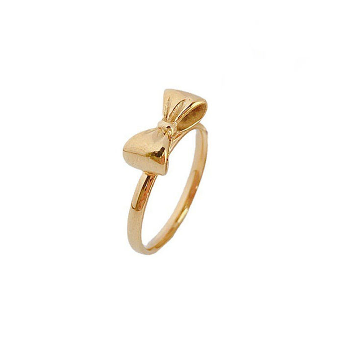 Estilo simples arco nó titânio aço chapeamento anéis banhados a ouro 18K