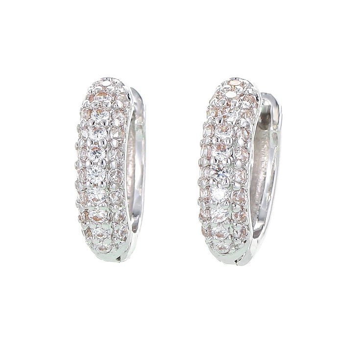 Hip-hop Micro-inlaid Zircon C-shaped Earrings