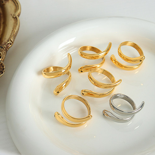 Anéis banhados a ouro 18K de aço de titânio de cobra artística por atacado