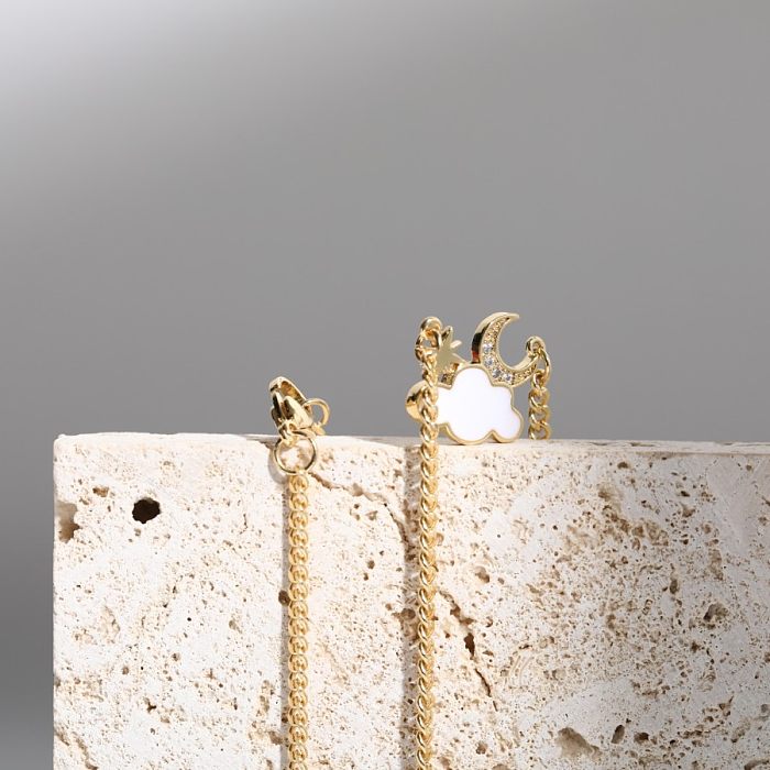 1 peça estilo coreano nuvens lua cobre chapeamento incrustação zircão banhado a ouro pingente colar