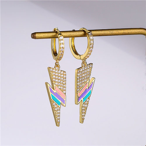 Fashion Lightning Copper Plating Inlay Artificial Diamond Drop Earrings 1 Pair