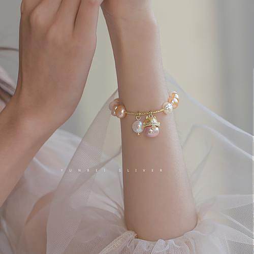 Elegant Cute Cartoon Freshwater Pearl Copper 14K Gold Plated Bracelets In Bulk