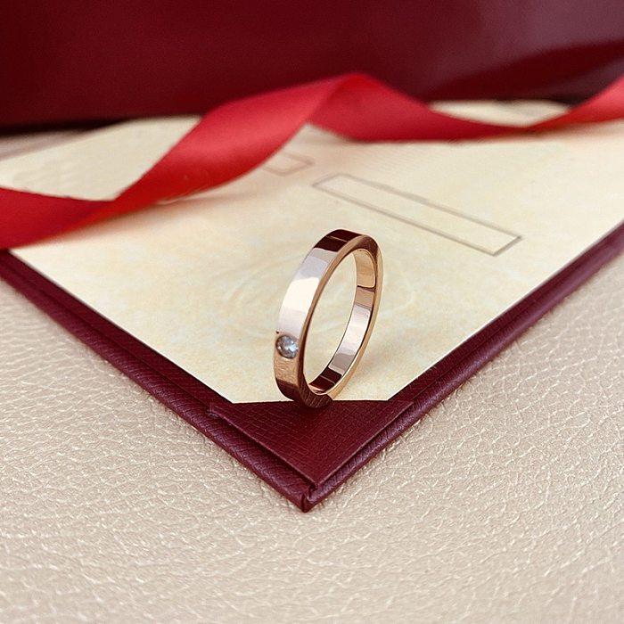 Simple Style Classic Style Solid Color Titanium Steel Glass Rings In Bulk