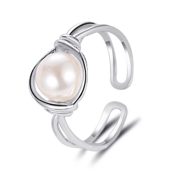Koreanische Perle Kupfer Ringe Süße Einfache Perle Ring Verknotet Mund Ring Damen Zeigefinger Ring Großhandel schmuck