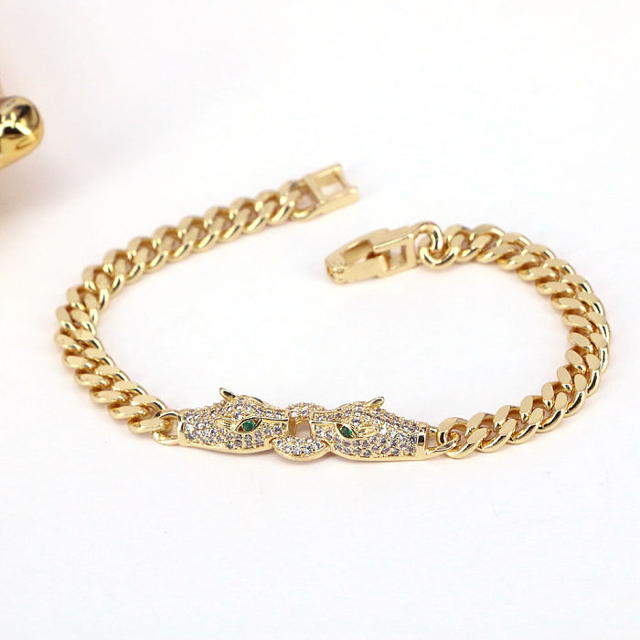 Pulseiras moda animal de cobre com incrustações banhadas a ouro zircão pulseiras de cobre