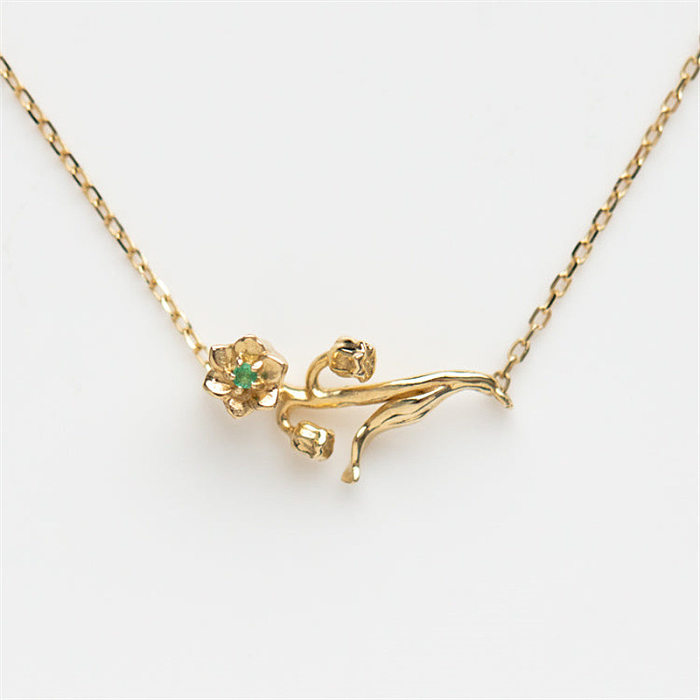 Simple Style Flower Copper Plating 18K Gold Plated Necklace
