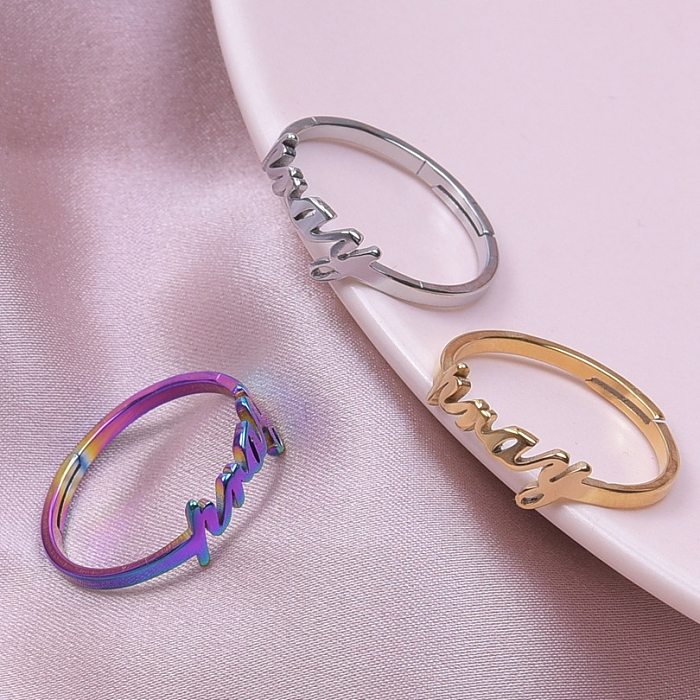 Wholesale Simple Style Letter Stainless Steel Open Rings