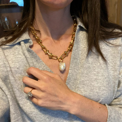 Collar de latón geométrico de moda Collares de perlas de cobre