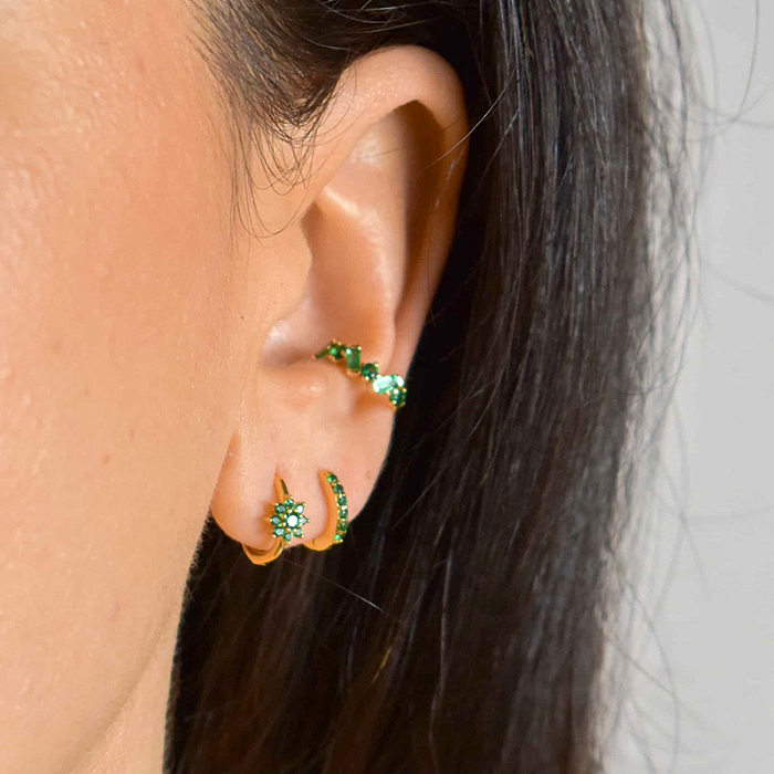 1 Pair Sweet Simple Style Flower Copper Plating Inlay Zircon Earrings