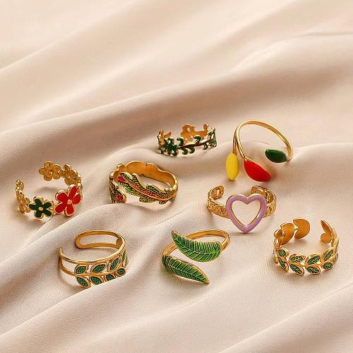 Offener Ring mit Fashion Leaf-Edelstahlbeschichtung, 1 Stück