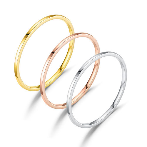 1 mm extrafeiner Edelstahl-Ring mit glatter Bogenoberfläche, einfacher Verbindungsring aus Titanstahl in Roségold