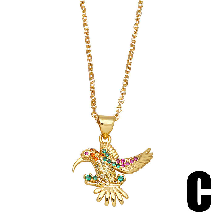 Fashion Colorful Zircon Inlaid Bird Pendant Clavicle Chain Necklace
