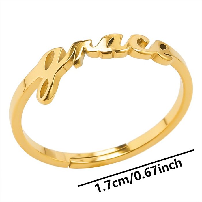 Wholesale Simple Style Letter Stainless Steel Open Rings