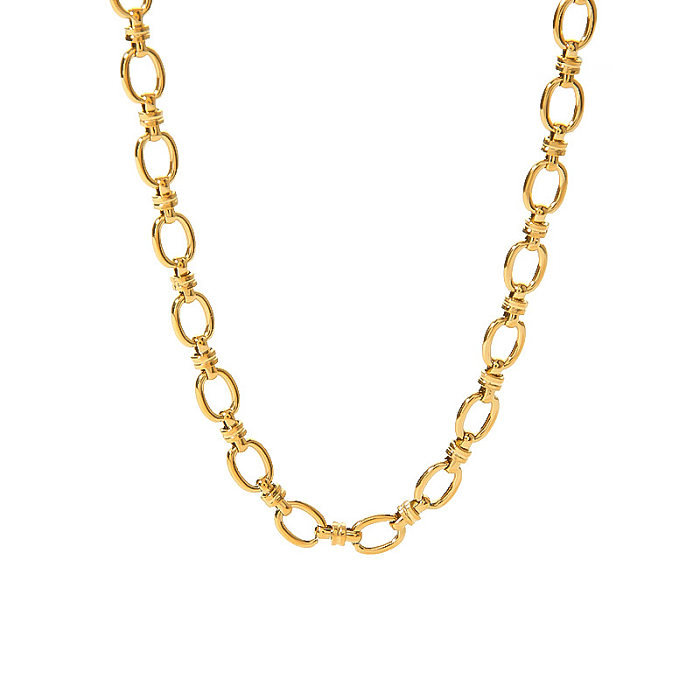 Estilo simple Estilo clásico Ropa de calle Color sólido Chapado en acero inoxidable Collar de pulseras chapadas en oro de 18 quilates