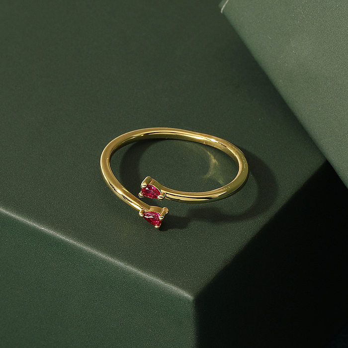 Anéis elegantes de zircão com incrustações de cobre de cor sólida