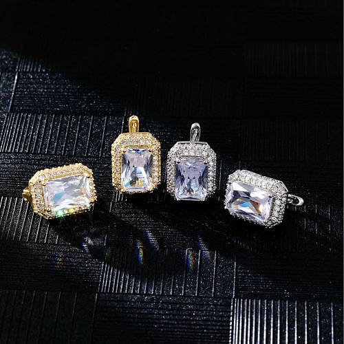 1 Pair Elegant Retro Luxurious Square Plating Inlay Copper Zircon White Gold Plated Gold Plated Ear Studs