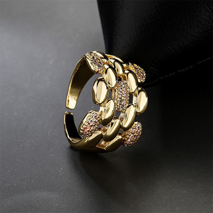 Fashion Geometric Micro-set Zircon Geometric Open Copper Ring