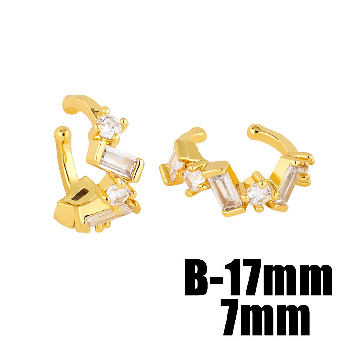 Modische einfarbige Kupfer-Ohrclips mit Inlay-Zirkon-Kupfer-Ohrringen