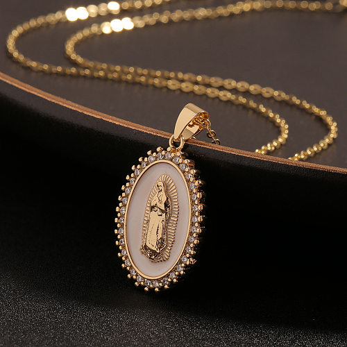 Collier religieux avec pendentif goutte d'huile en cuivre plaqué or pour femmes