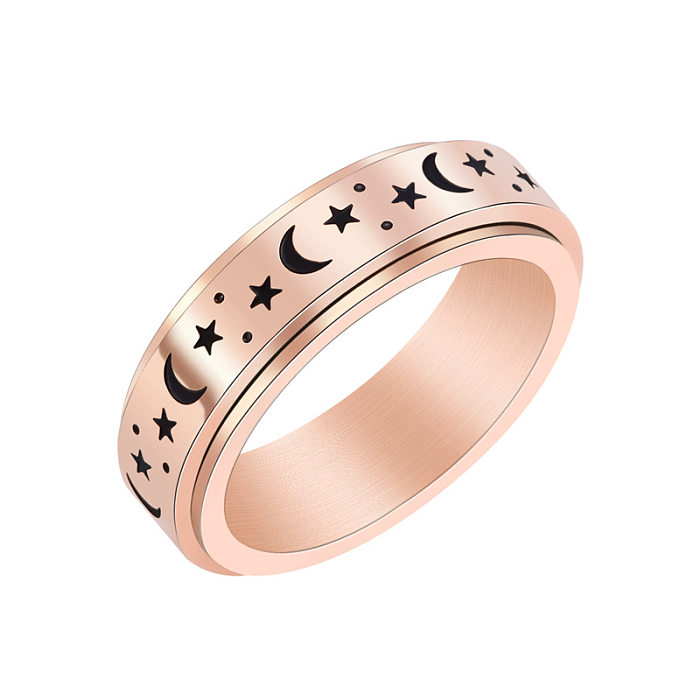 Anéis de chapeamento de aço de titânio estrela lua estilo simples