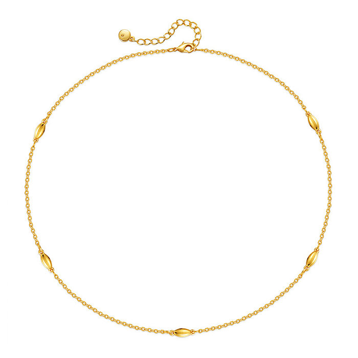 Lässige, schlichte, einfarbige Halskette mit 18-Karat-Vergoldung