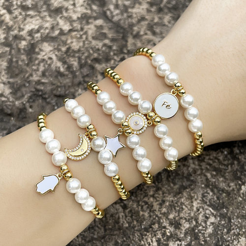 Bijoux en gros perles perles étoiles lune pendentif cuivre Bracelet bijoux