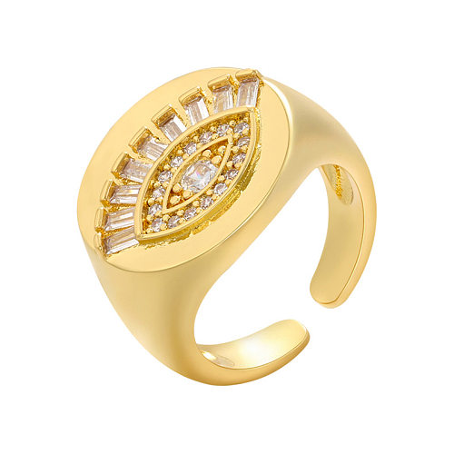 Anillo abierto con microincrustaciones de circonio y pestañas, anillo abierto con circonita y diamantes cuadrados en T