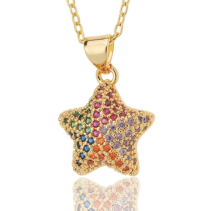 Fashion Heart Shape Copper Inlay Zircon Necklace