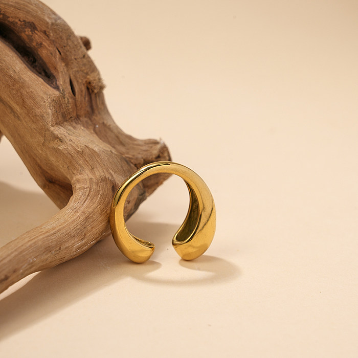 Wholesale Vacation Modern Style Solid Color Stainless Steel Plating Gold Plated Rings