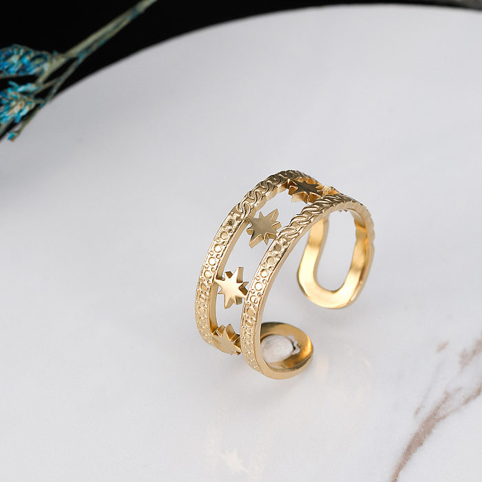 Anneaux en acier inoxydable Fashion Star évider les anneaux en acier inoxydable