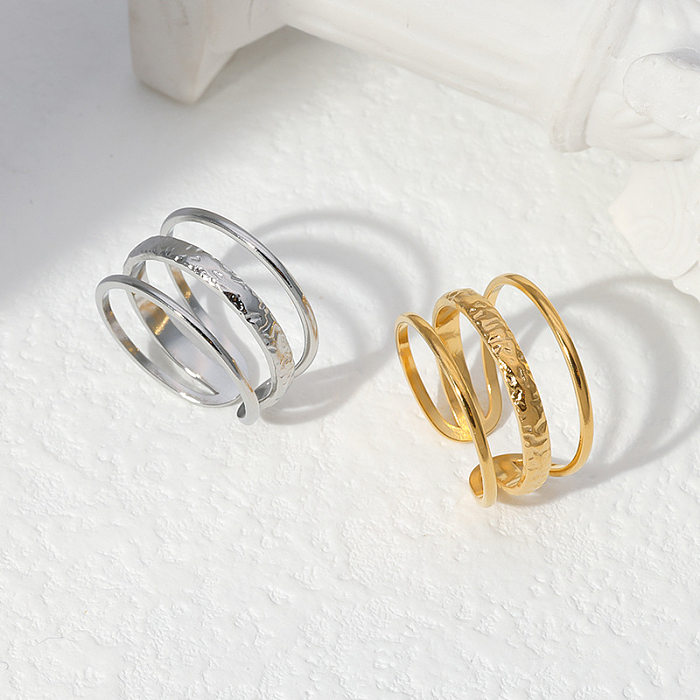 Retro Solid Color Stainless Steel Layered Rings