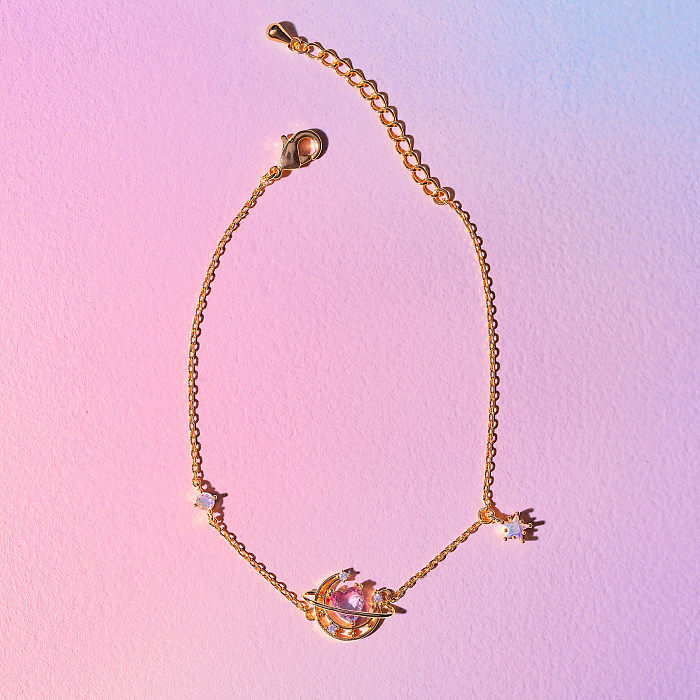 Simple Style Heart Shape Copper Bracelets Plating Zircon Copper Bracelets