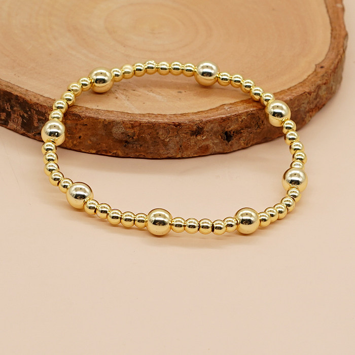 Simple Style Geometric Moon Copper Beaded Plating Bracelets