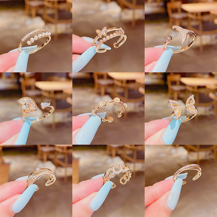Korean Micro-inlaid Zircon Ring Opening Adjustable Korean Fashion Ring