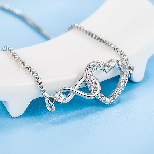 Bracelets en Zircon incrustés de placage de cuivre en forme de cœur Streetwear