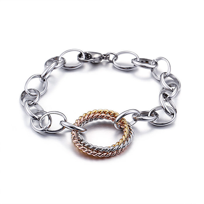 Fashion Stainless Steel Interlocking Necklace Bracelet Two Piece Set Wholesale Valentine's Day Gift