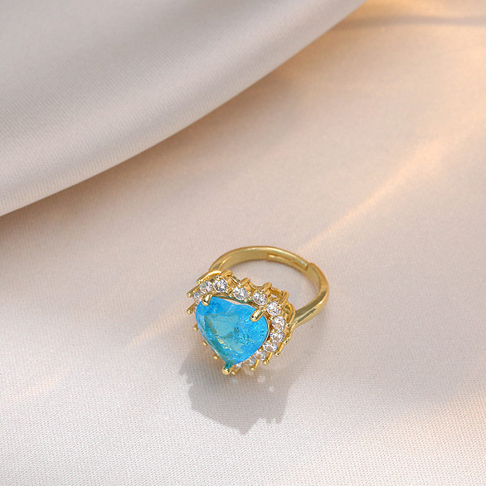 Luxuoso formato de coração titânio aço embutido pedras preciosas artificiais anéis brincos colar