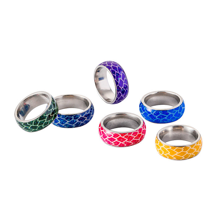 Wholesale Vintage Style Solid Color Fish Scales Stainless Steel Epoxy Rings