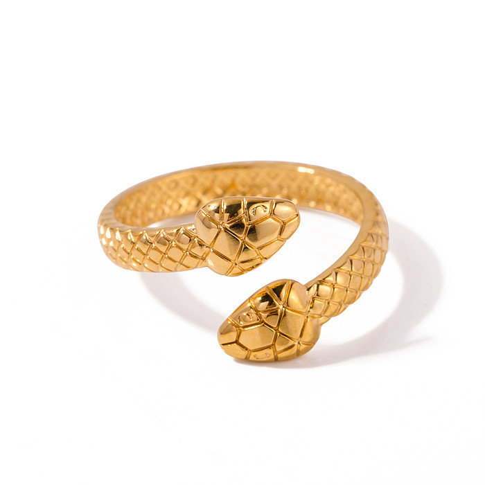 Anillos abiertos chapados en oro de 18 quilates con revestimiento de acero inoxidable estilo serpiente IG
