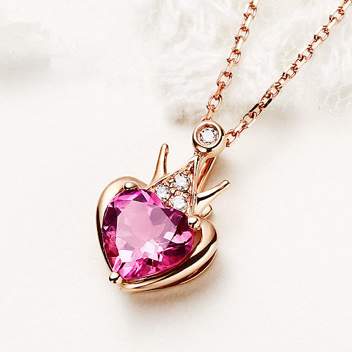 Couronne de cœur en Zircon améthyste, pendentif en forme de cœur, bijoux, vente en gros
