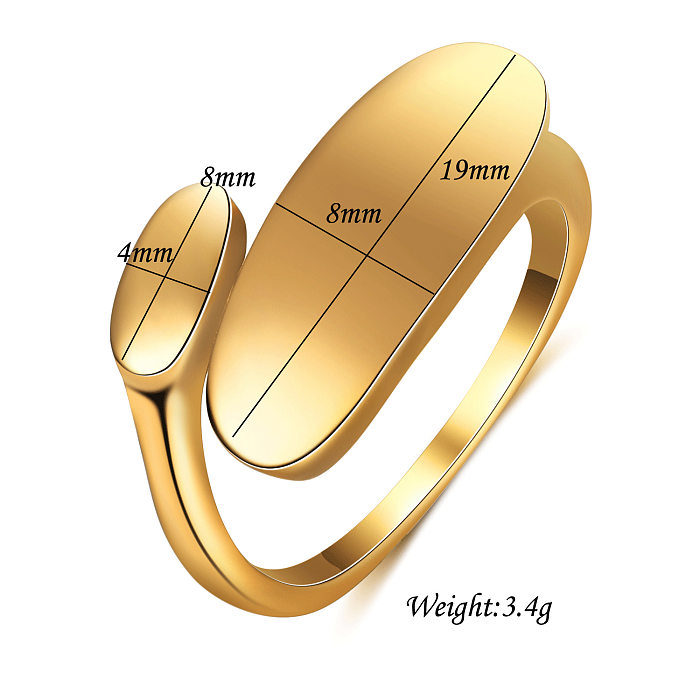 Basic Geometric Titanium Steel Plating 18K Gold Plated Rings