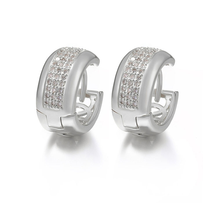 1 Pair Classic Style Round Plating Inlay Copper Zircon 18K Gold Plated Earrings