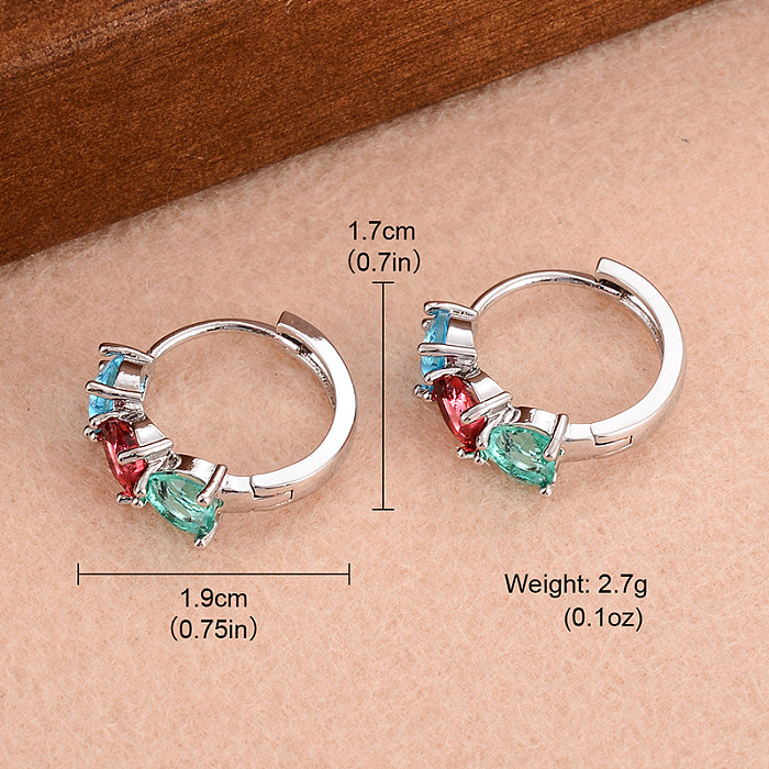 1 Pair Cute Round Plating Inlay Copper Zircon Earrings
