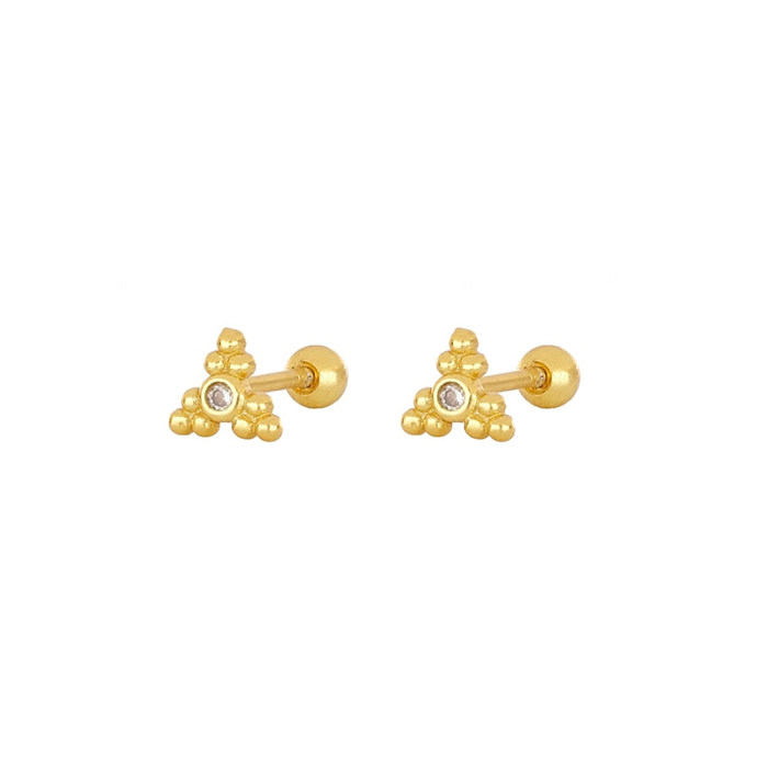 1 par de brincos estilo IG estilo clássico estilo coreano flor cobra borboleta chapeamento incrustação de cobre zircão branco banhado a ouro brincos de orelha
