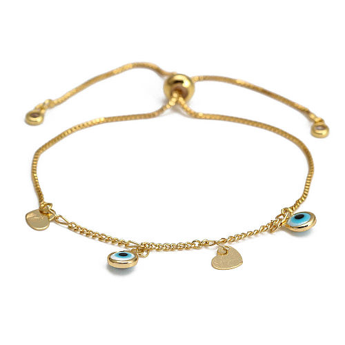 Fashion Geometric Devil'S Eye Heart Shape Copper Artificial Pearls Bracelets