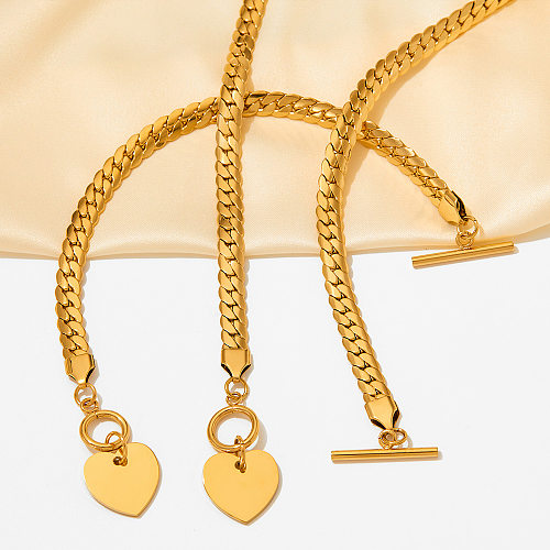Fashion Heart Shape Stainless Steel Plating Bracelets Necklace