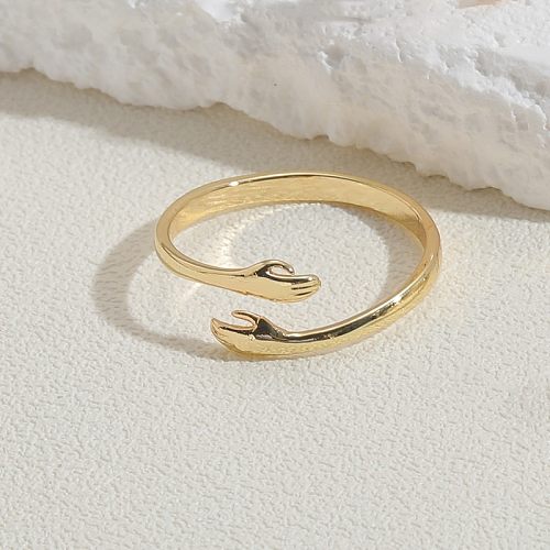 Simple Style Classic Style Geometric Copper Plating Copper 14K Gold Plated Open Rings