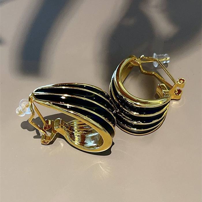 1 Pair Elegant Streetwear Geometric Enamel Copper Earrings
