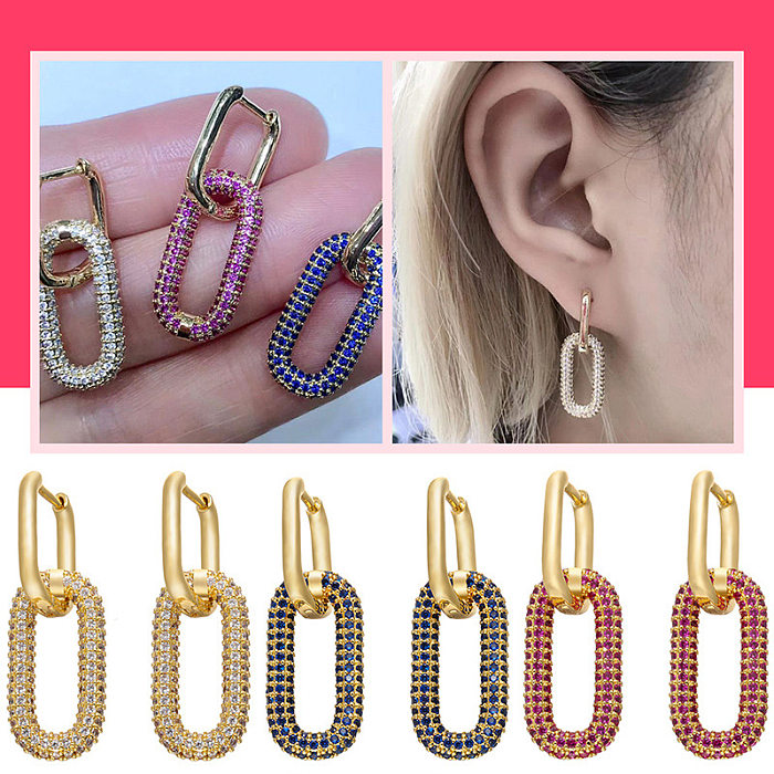 Colored Diamonds Double Rectangular Earrings Wholesale Jewelry jewelry