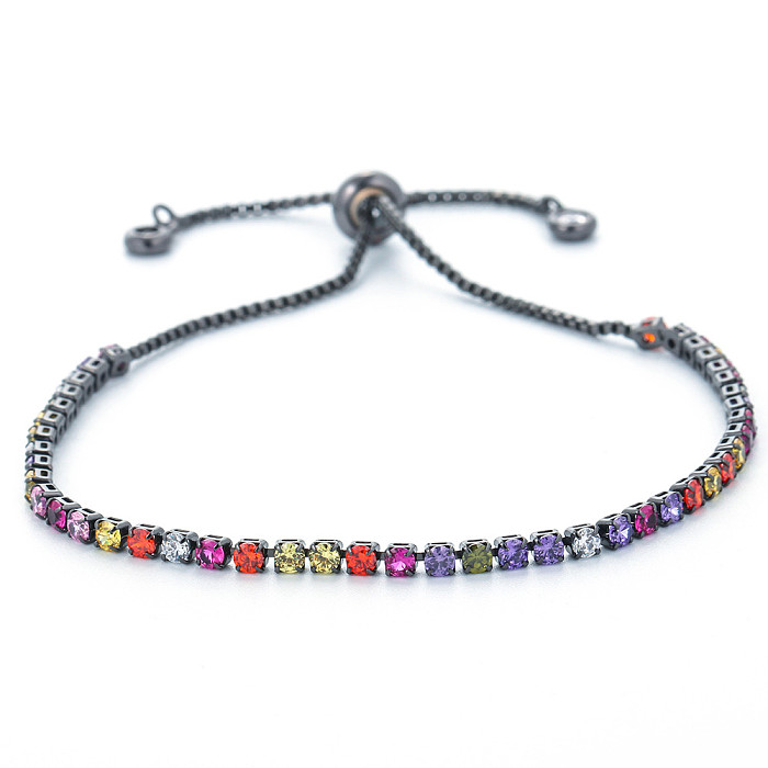 Simple Single Row Multicolor Zircon Copper Bracelet